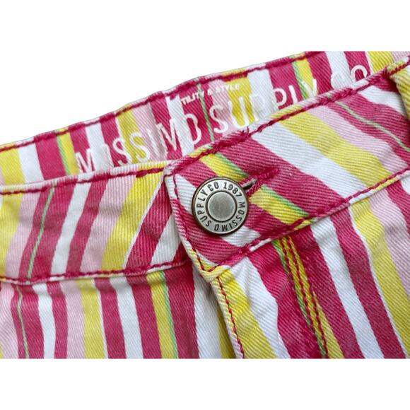 MOSSIMO SUPPLY CO Womens Size 7 Striped Low Rise Denim Jean Mini Summer Shorts - Picture 5 of 6